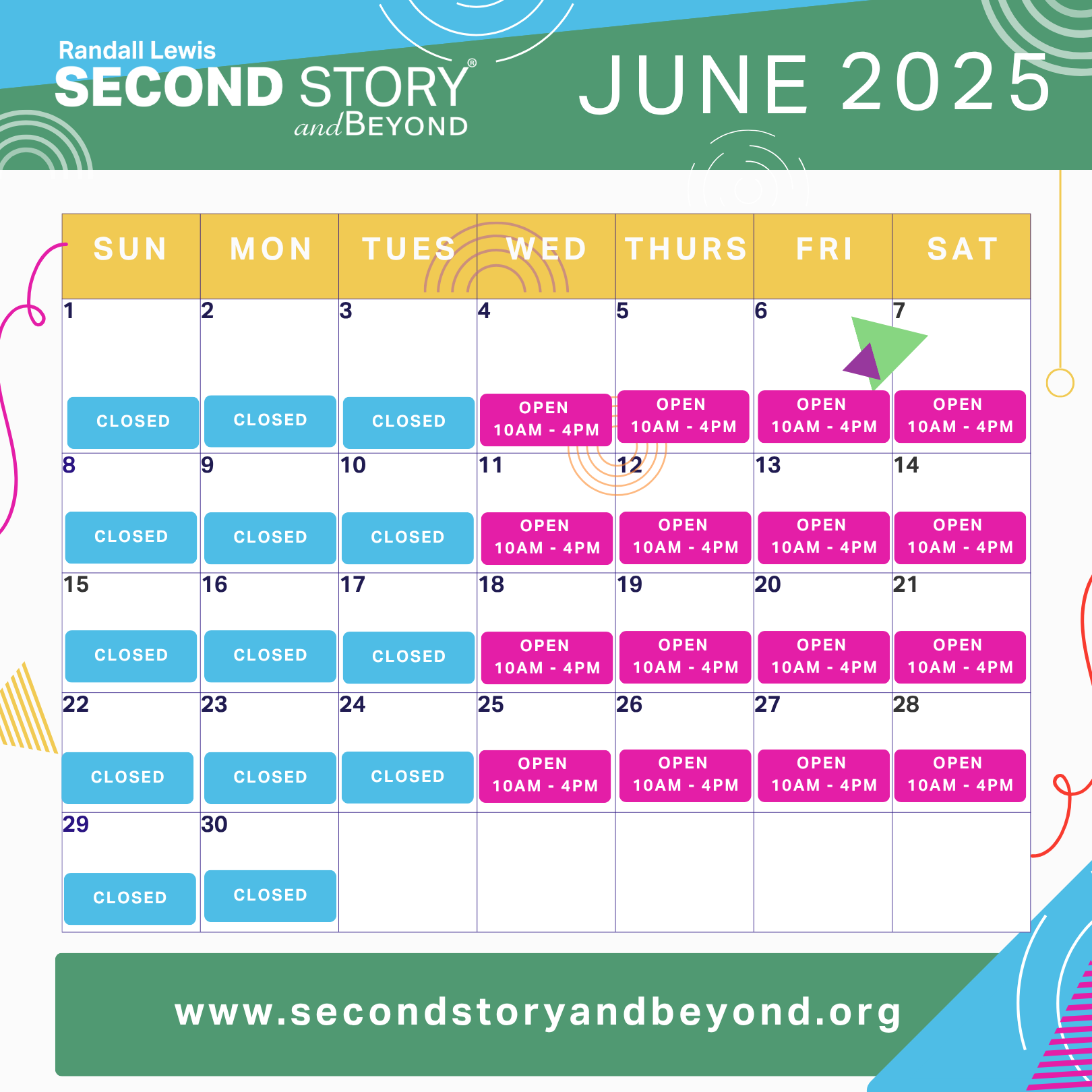 June 2025 hours of operation calendar